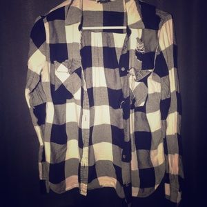 Black and Shite ripped Flannel